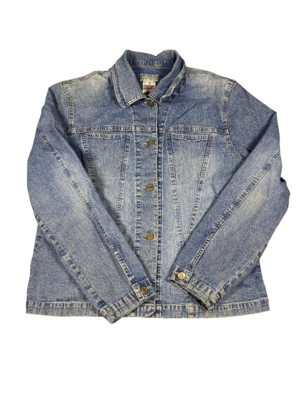 FDJ French Dressing Womens Denim Jacket M Light Wash Blue Button Front Classic